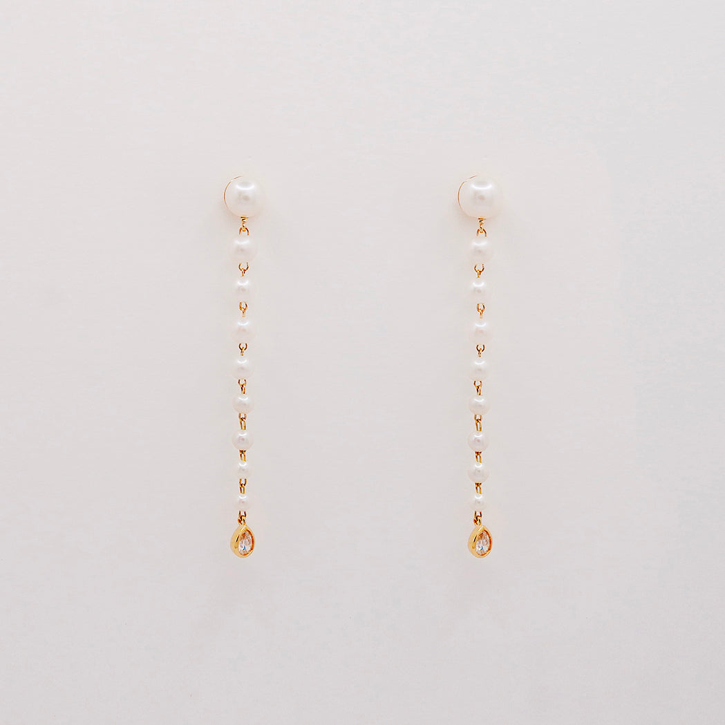 Aura L Earrings - Gold, Pearls & Diamonds