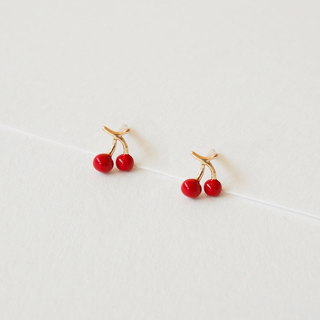 Cherry Ohrringe Gold & Emaille