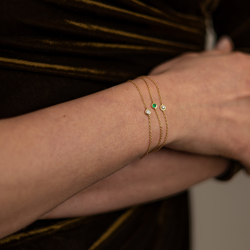 Solitaire Bracelet – Gold and Pearl