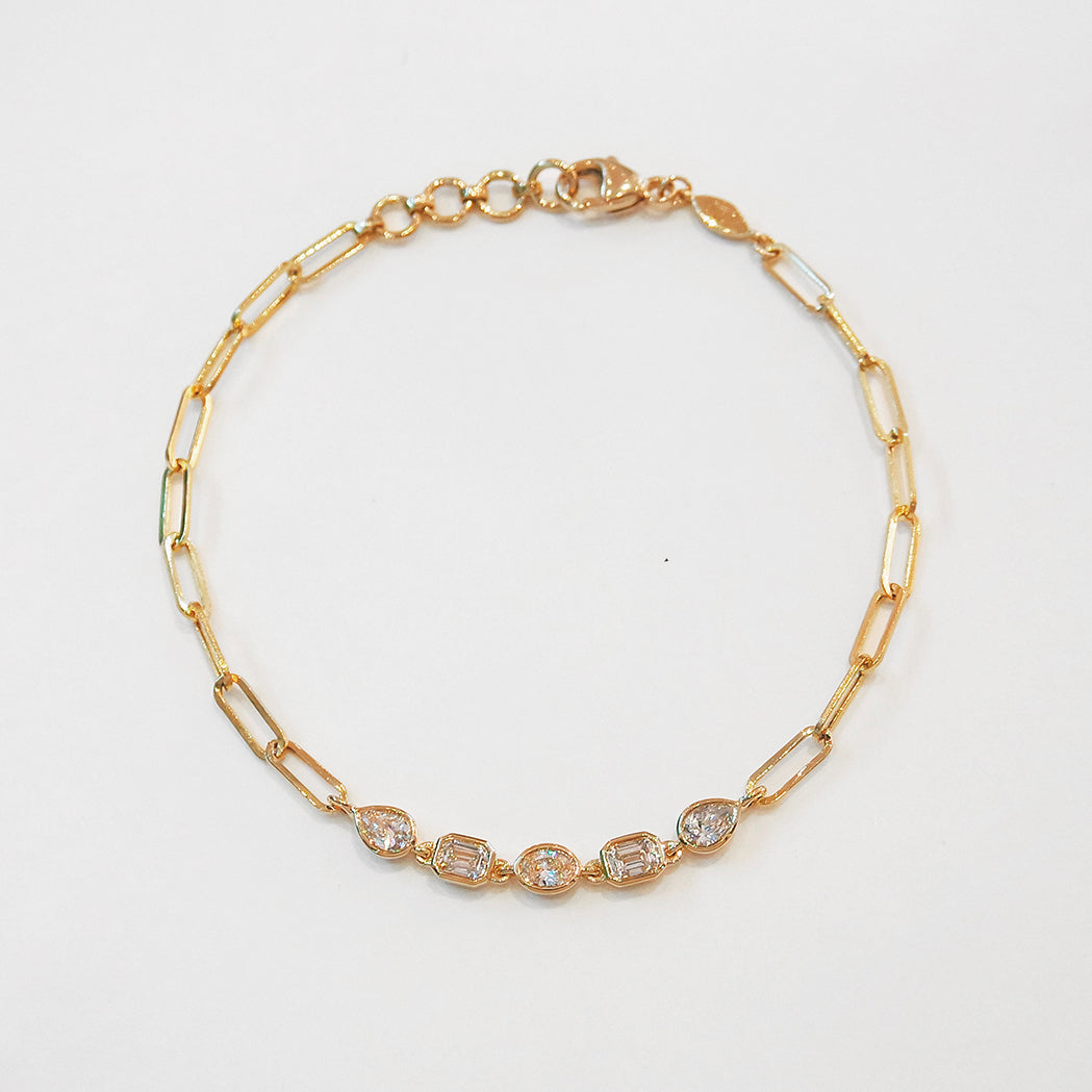 Bracelet Romy Paperclip Or & Diamants