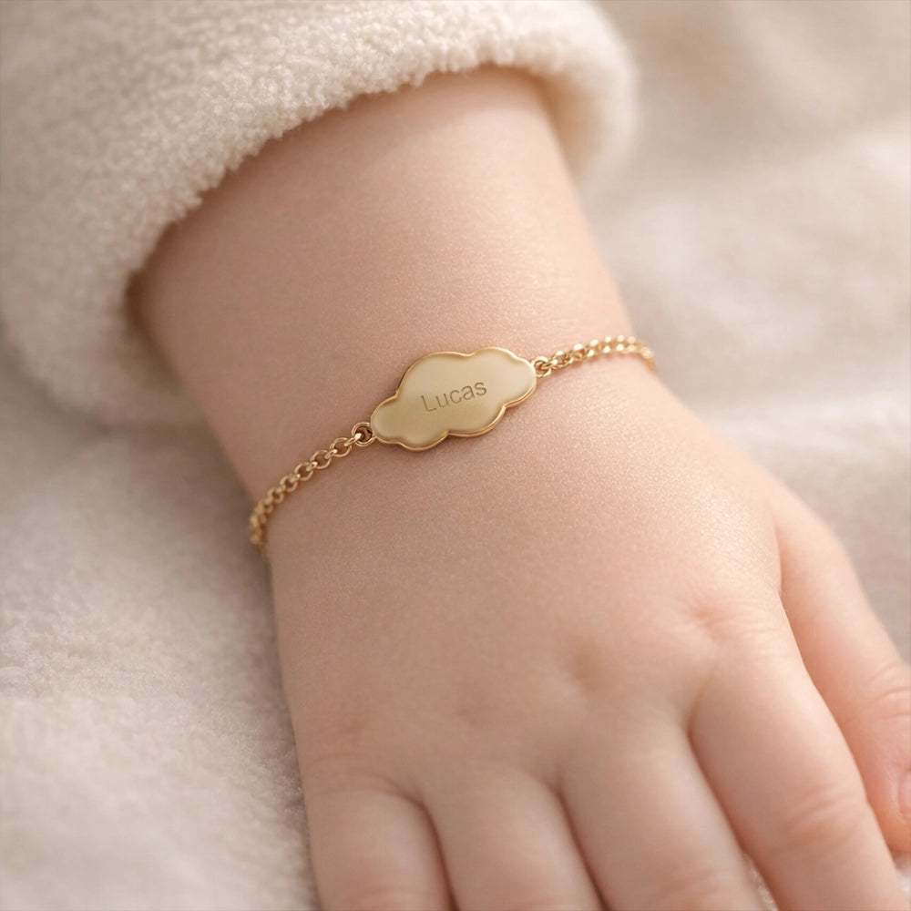 Bracelet bébé à graver Or - Nuage