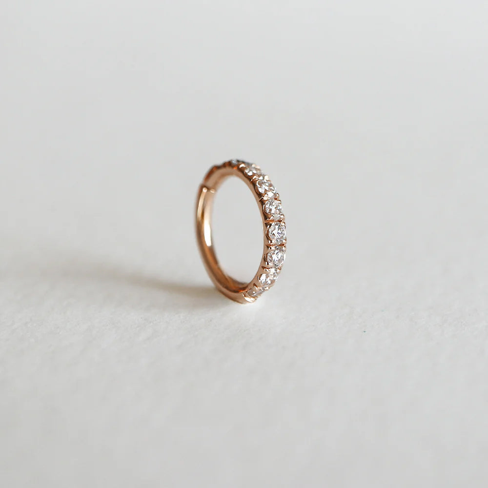 Oval Piercing Clicker Gold & Diamonds