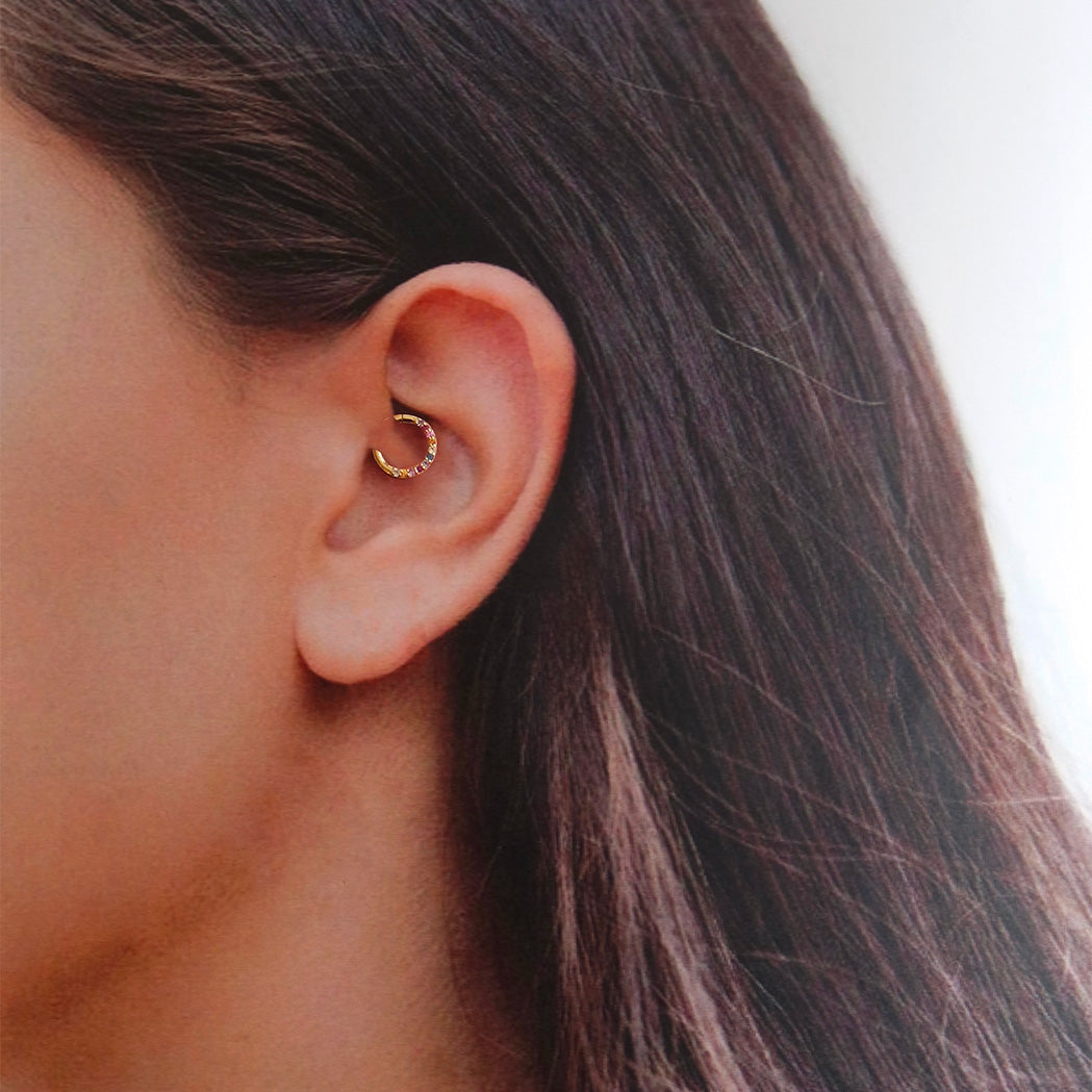 Rainbow Gold Ear Piercing Ring
