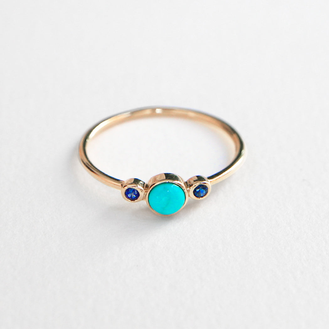Cyan Ring - Turquoise, Sapphire and Gold