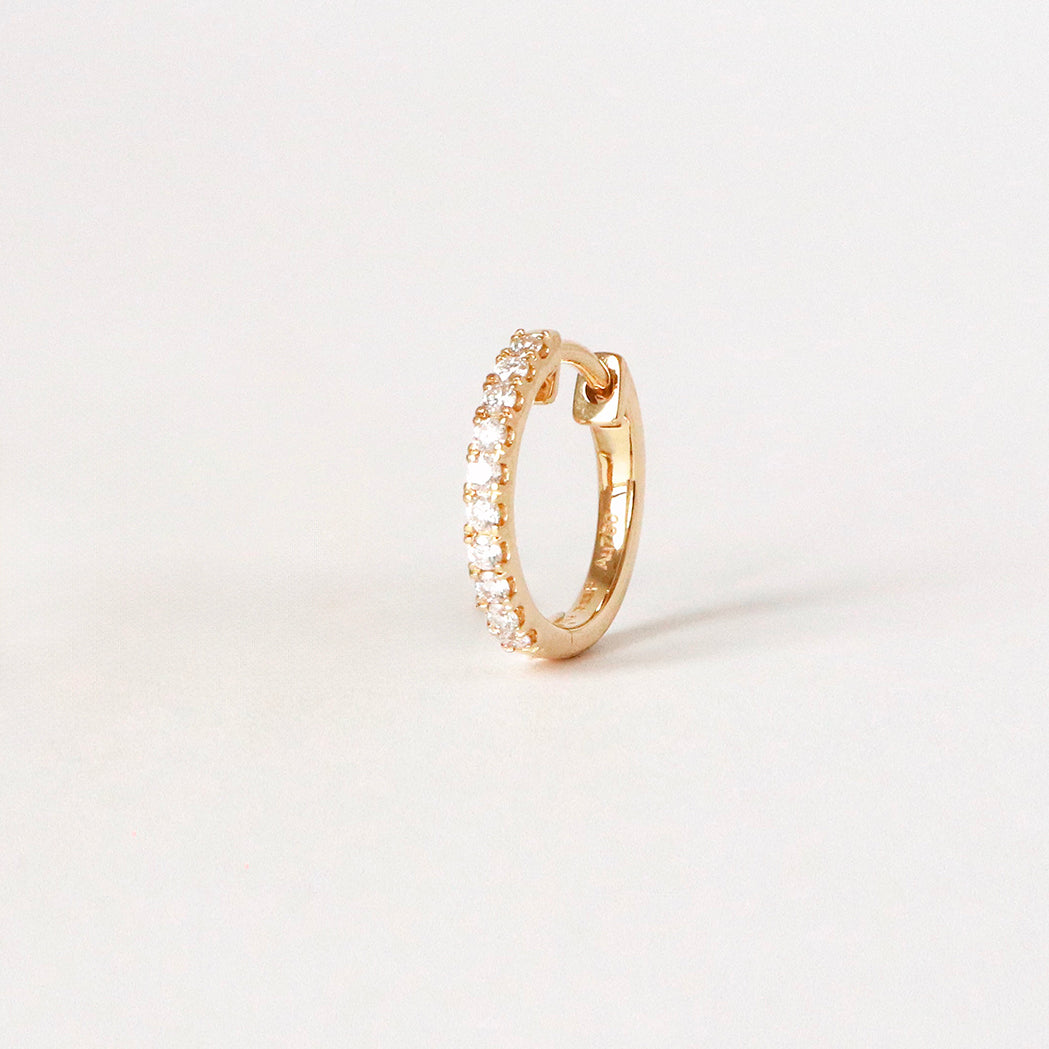 Gold & Diamonds Single Hoop Earring - 12mm