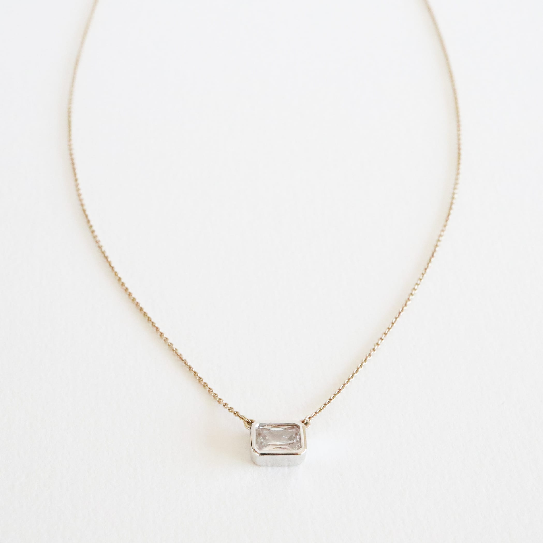 Delicate Chain Necklace with Baguette-Shaped Zirconia