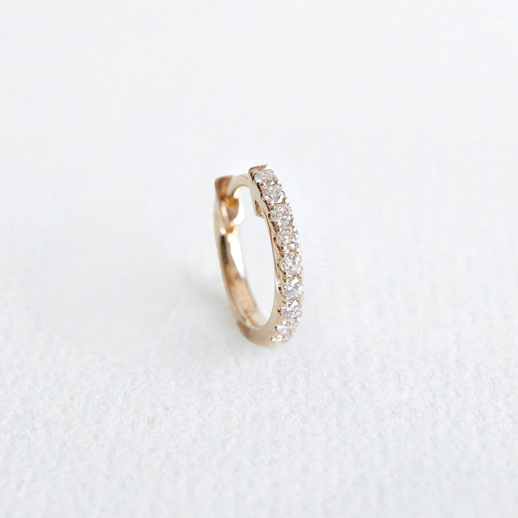 Diamanten & Gold Creolen-Ohrring - 10 mm - Einzeln Verkauf