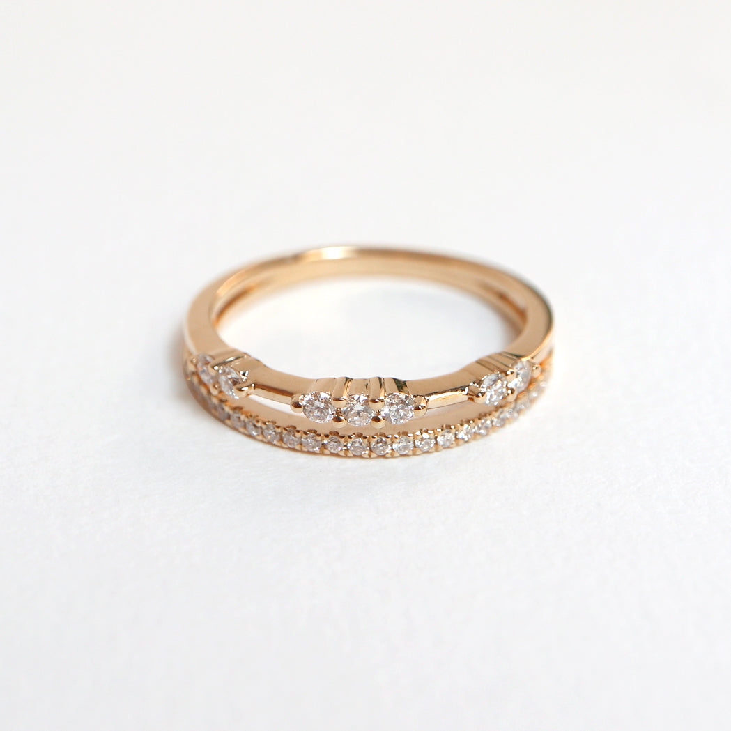 Gold & Diamond Double Dots Ring