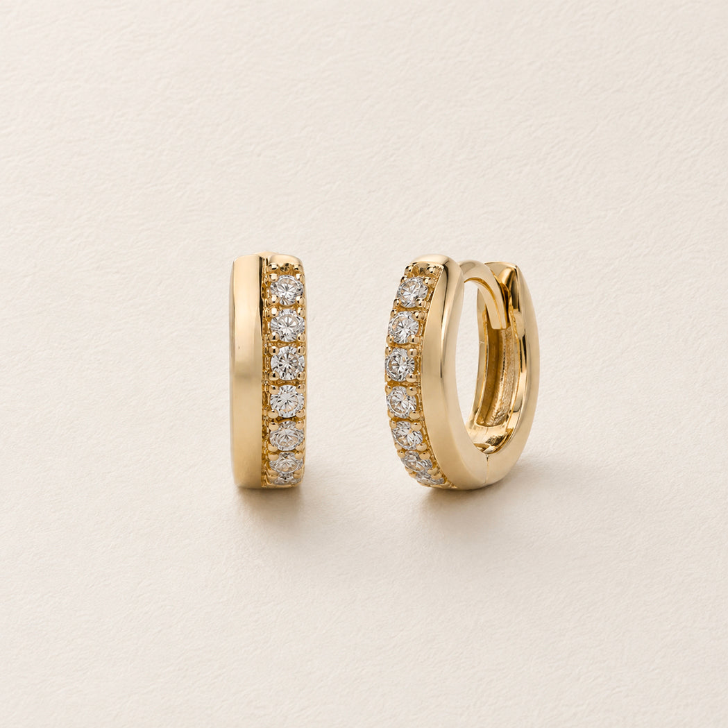 Double-Row Earrings - Gold & Diamond