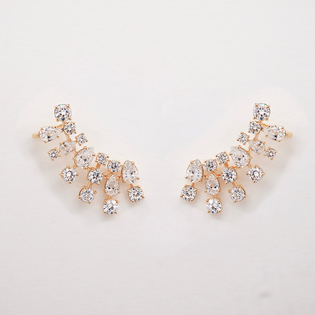 Edge Earrings - Gold & Diamonds