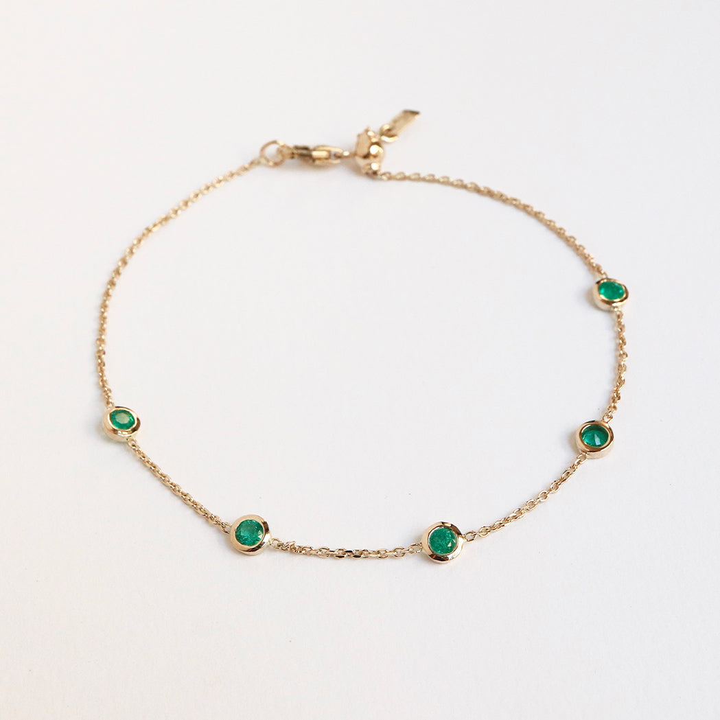 Gold & Precious Gemstones “Five” Bracelet