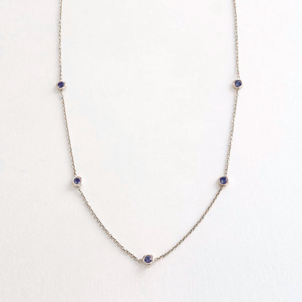Gold & Blue Sapphires “Five” Necklace