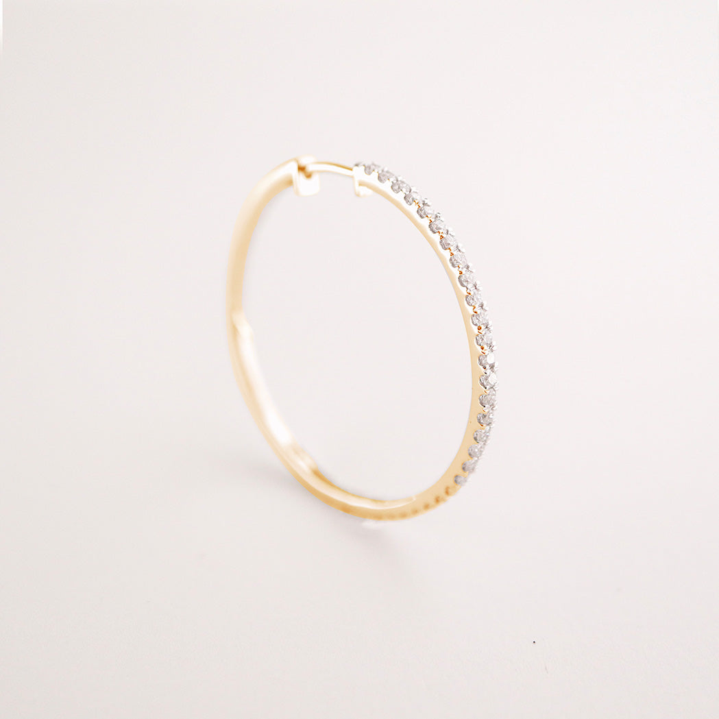 Large Gold & Diamonds Hoop Earrings - 30 mm