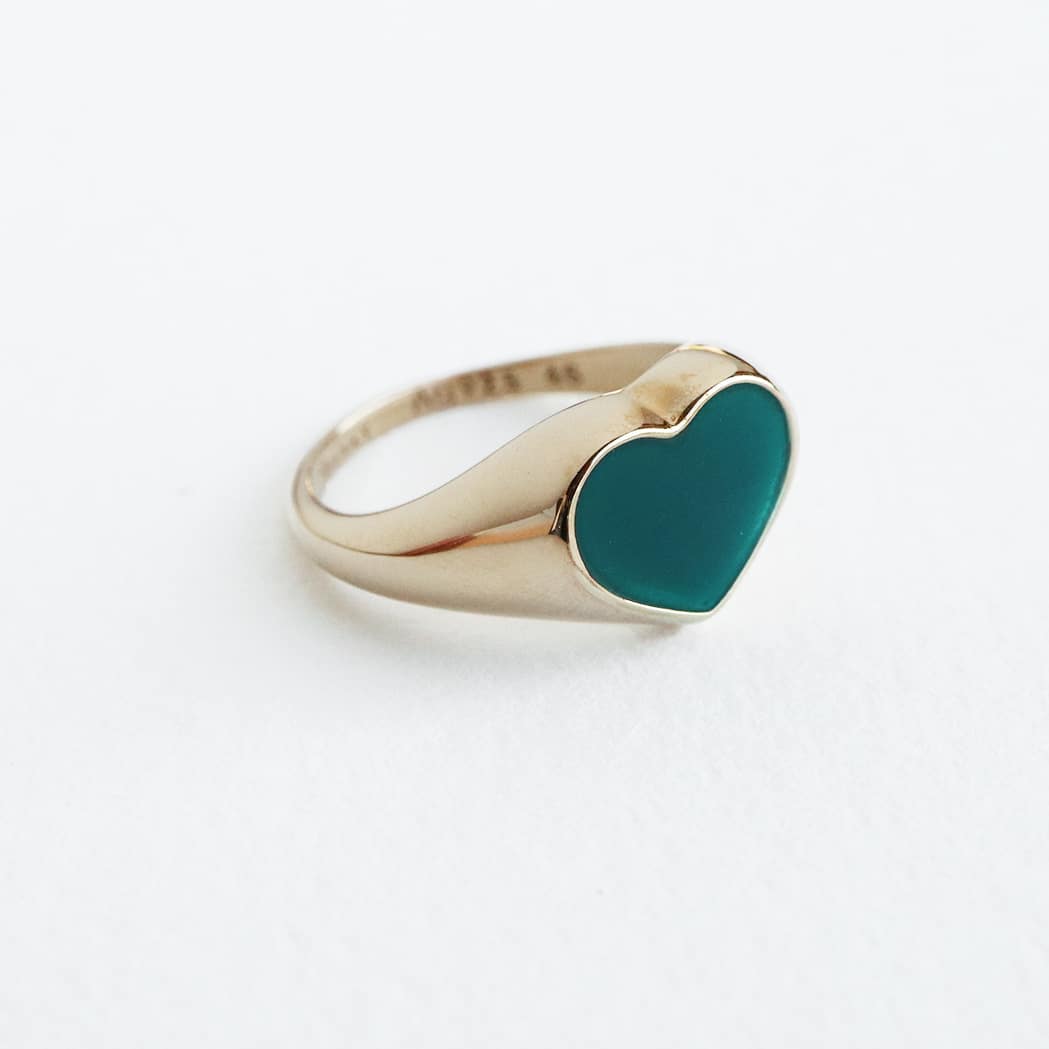 Enamelled Heart Signet Ring