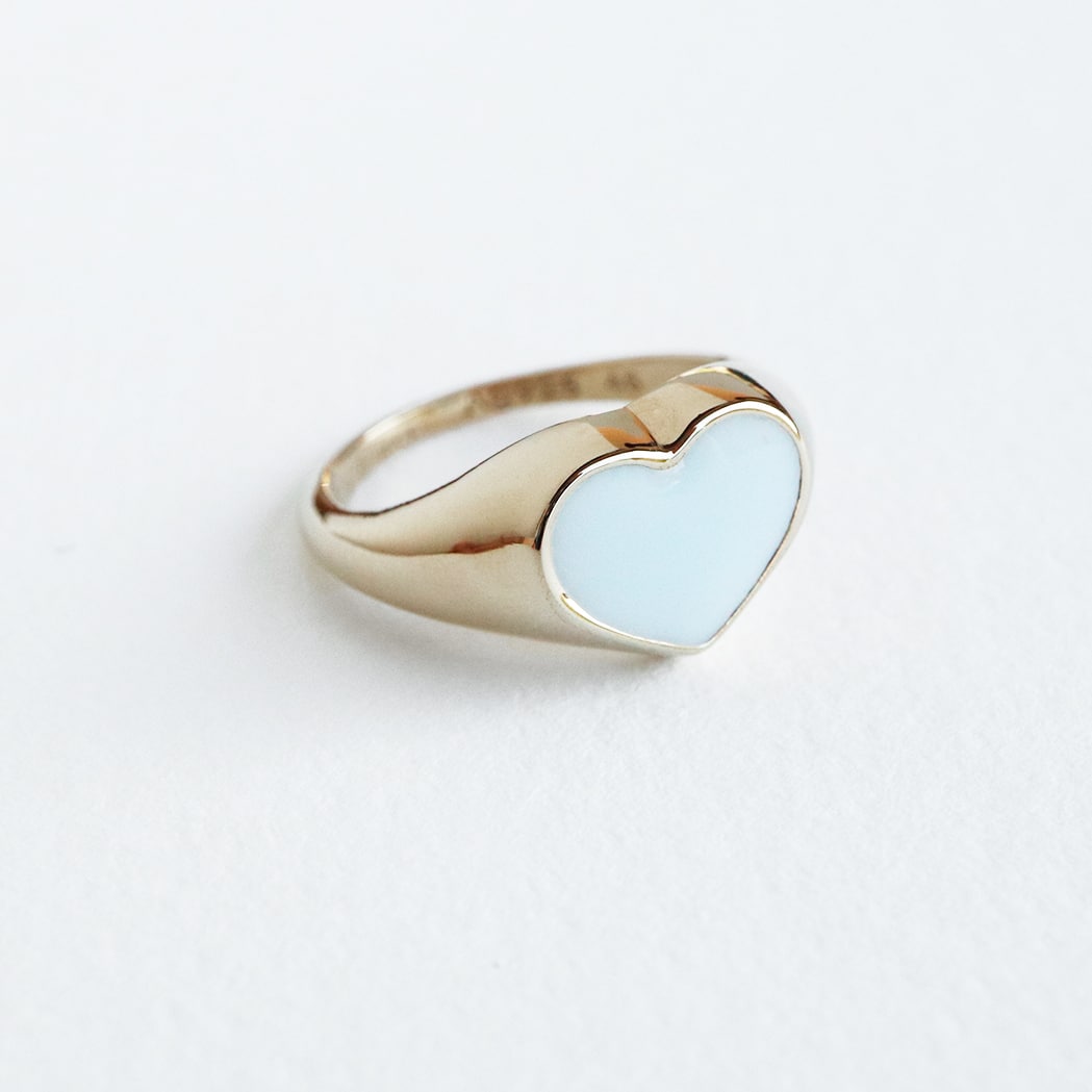 Enamelled Heart Signet Ring