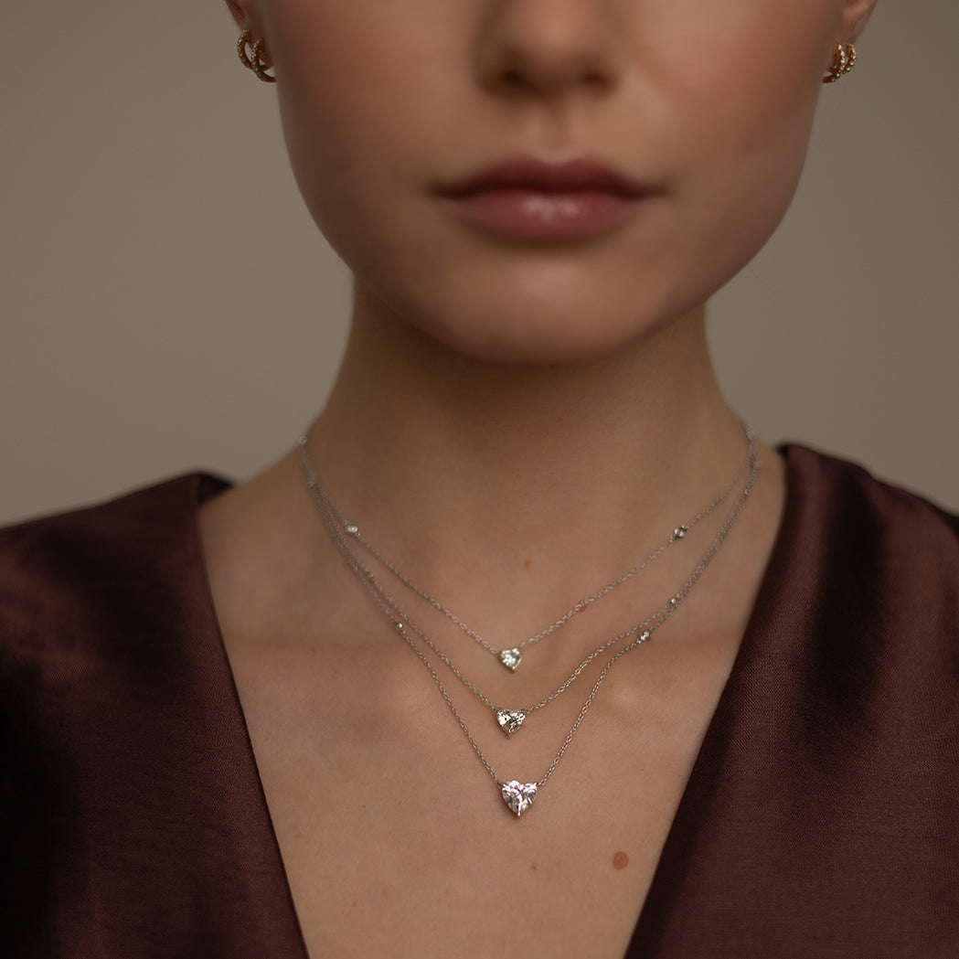 Solitaire Heart Necklace - Gold & Diamonds