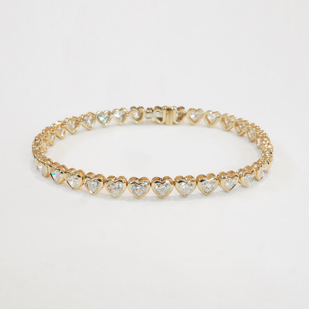 Gold & Diamond Heart Tennis Bracelet
