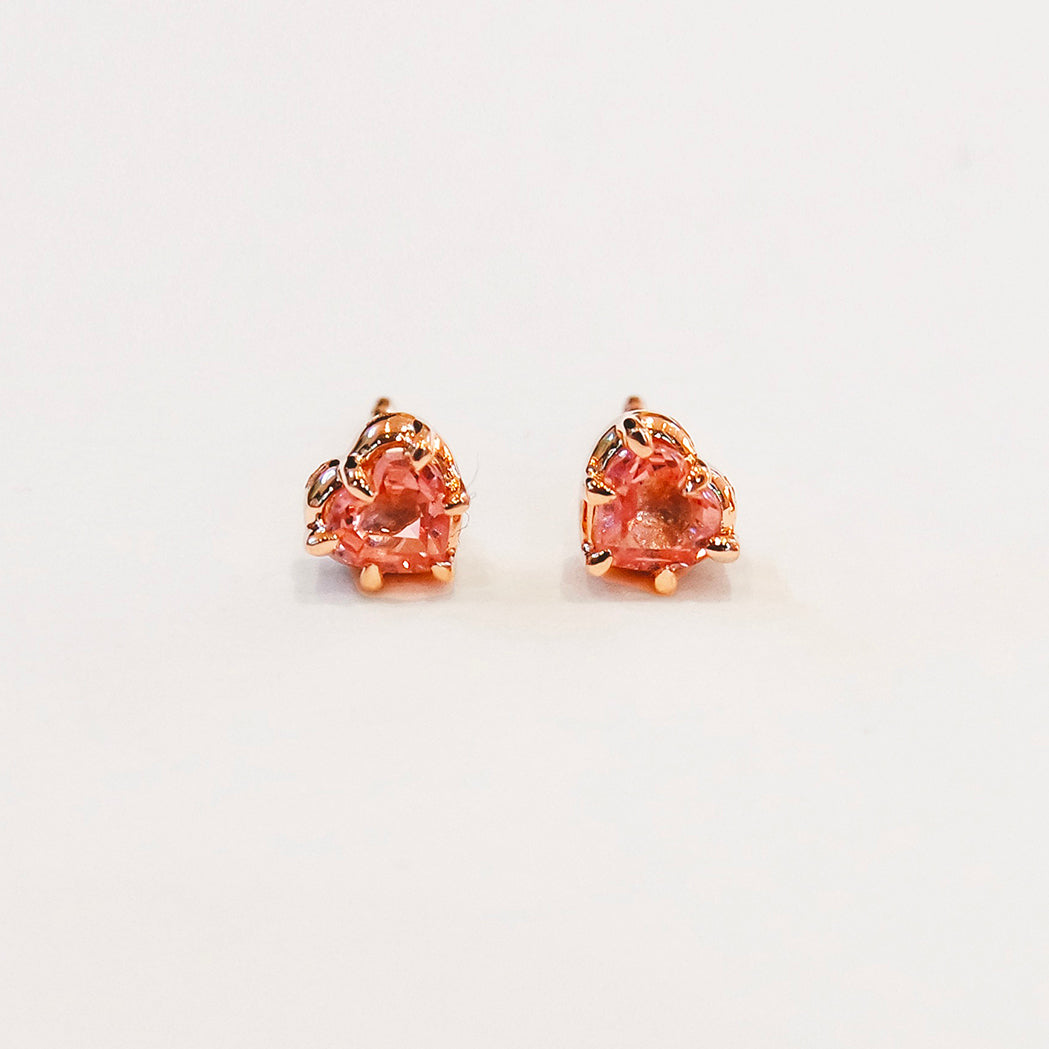 Ohrringe Icon – Herz – Gold & rosa Saphir