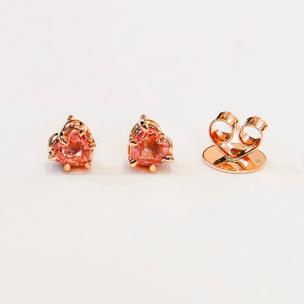 Ohrringe Icon – Herz – Gold & rosa Saphir
