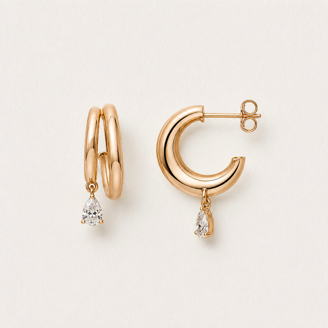 Illusion Earrings - Gold & Diamond