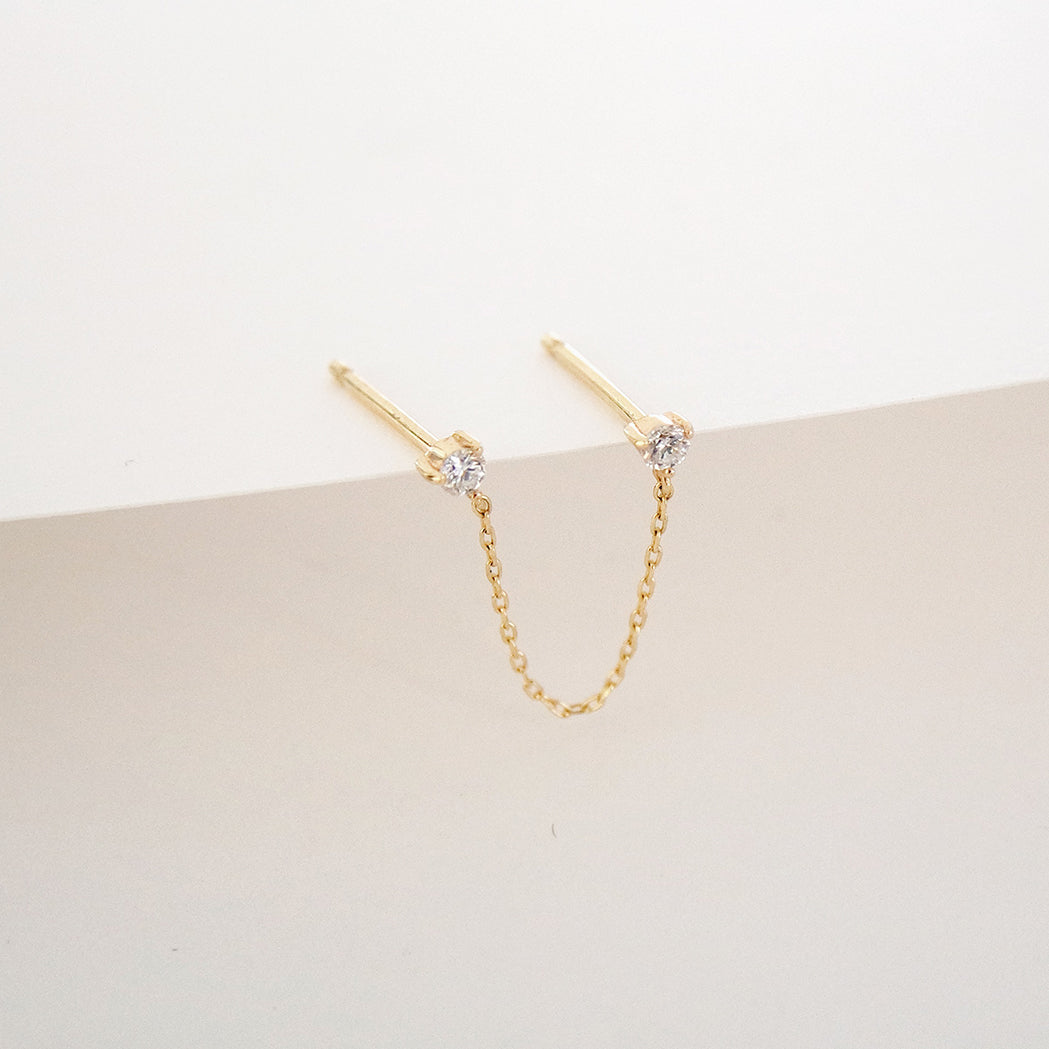 Joane Stud Earring - Gold & Diamonds