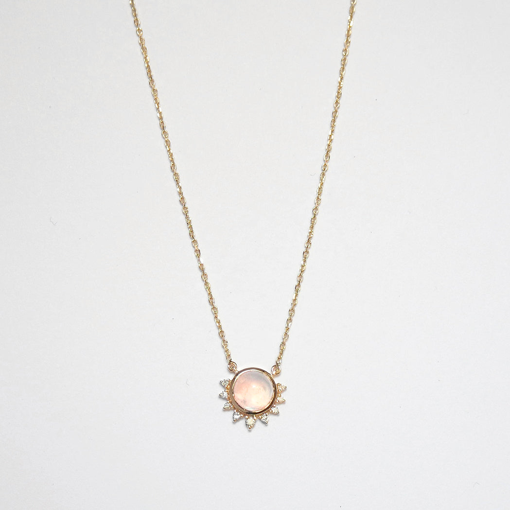 Gold Luna Necklace, Moonstone & Diamonds