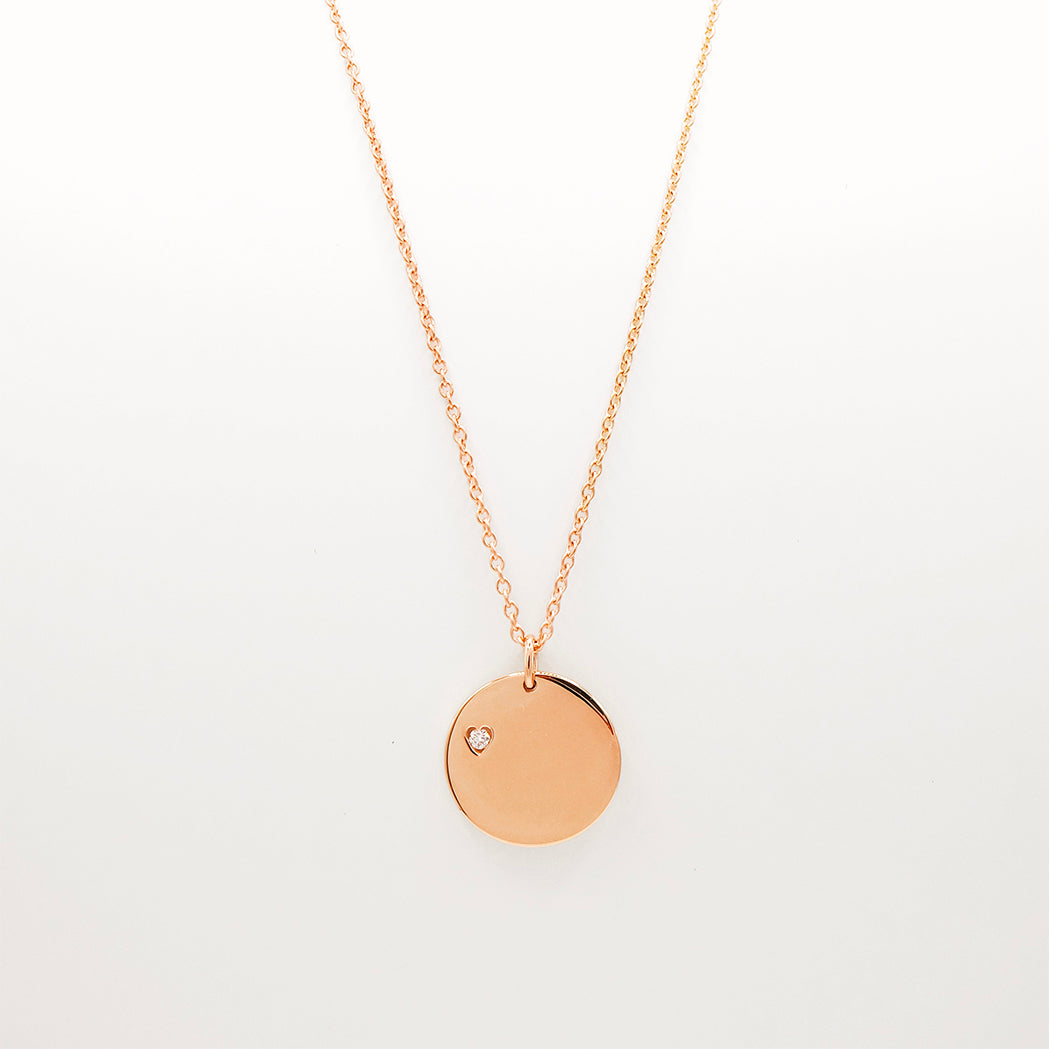 Goldkette mit gravierbarer Medaille - Herz und Diamant