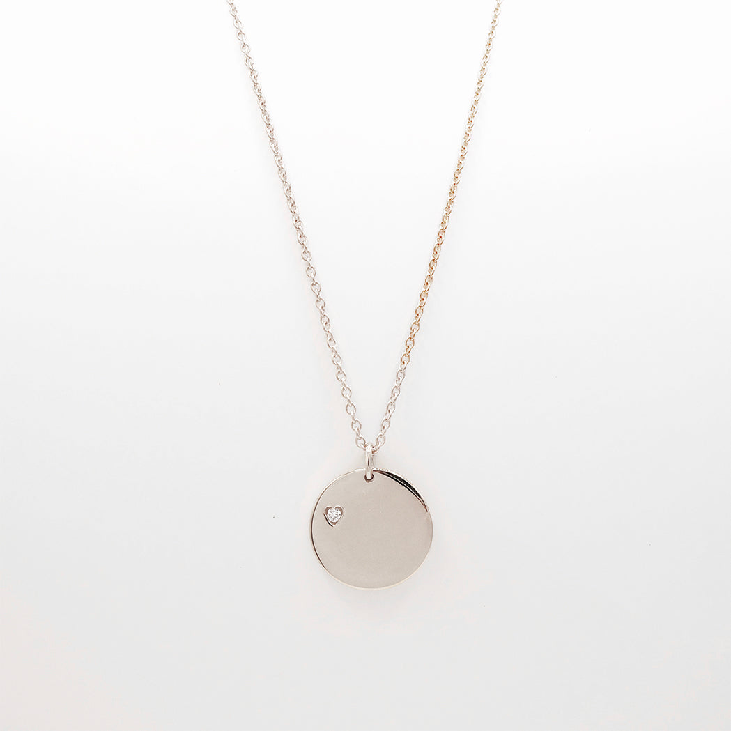 Goldkette mit gravierbarer Medaille - Herz und Diamant