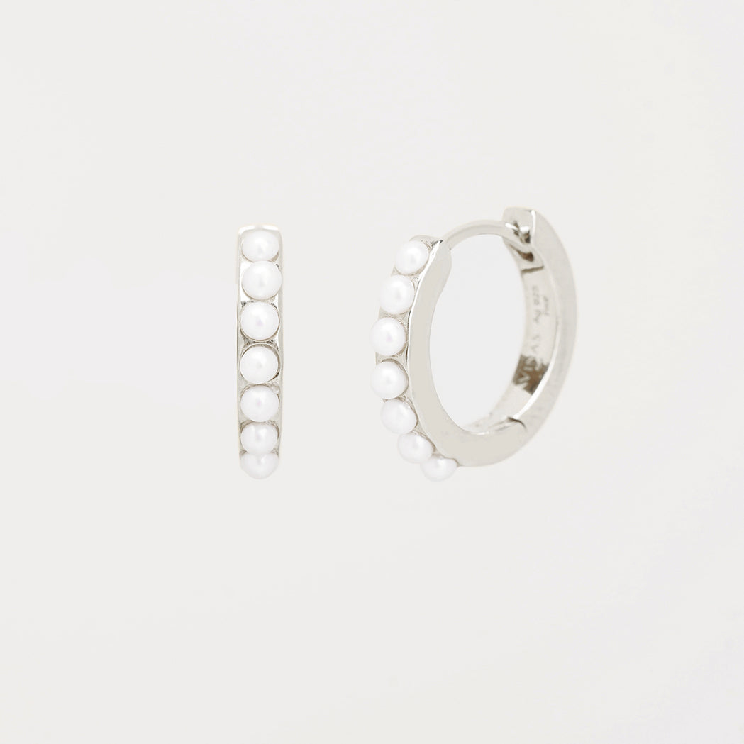 Pearly Moon Hoop Earrings - Small
