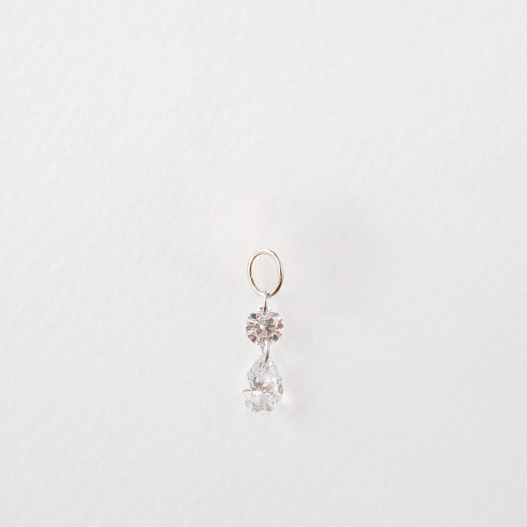 2 Drilled Diamond Pendant for Earrings - Pear & Round