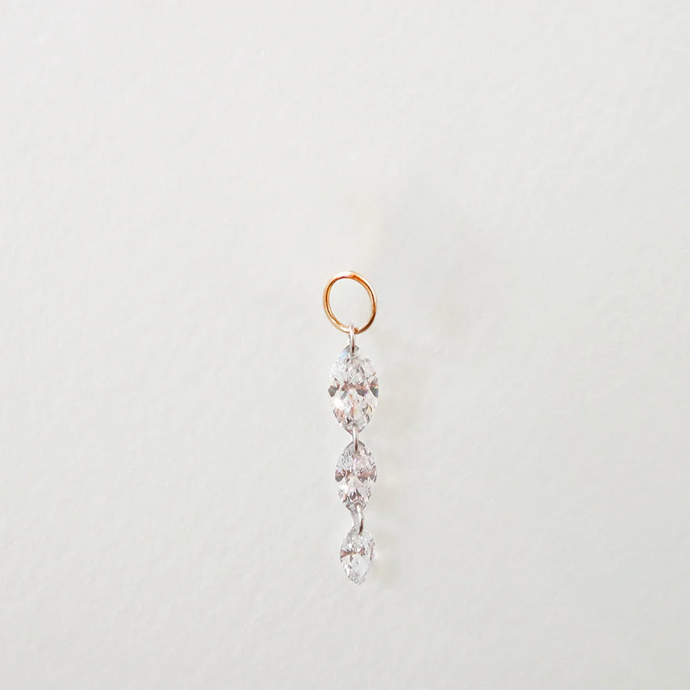 3 Drilled Diamond Pendant for Earrings - Marquise