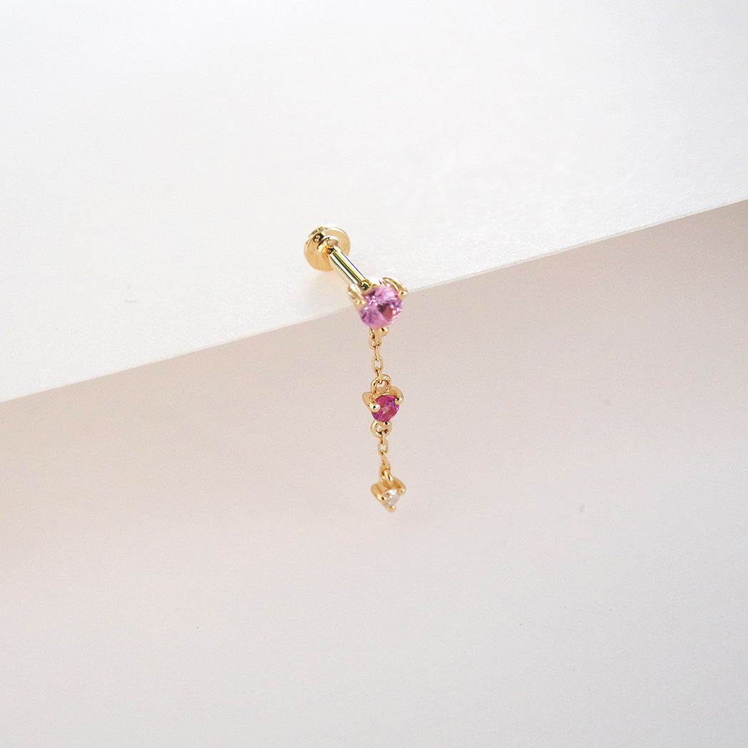 Arianne Ear Piercing - Gold & Pink Sapphires