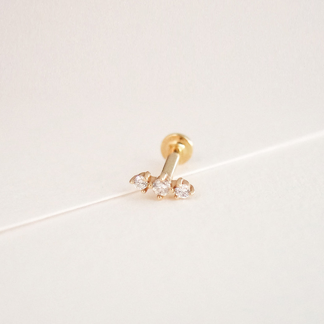 Aries Ear Piercing - Gold & Diamonds