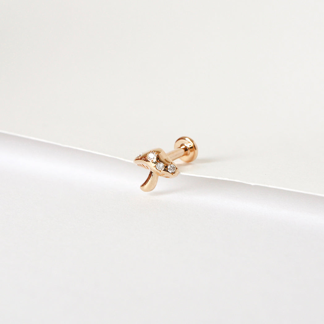 Mushroom Ear Piercing - Gold & Diamonds