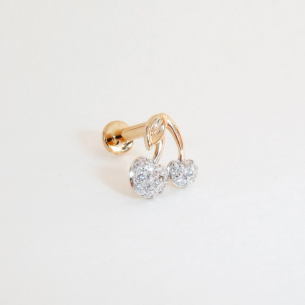 Cherry Ear Piercing - Gold & Diamonds