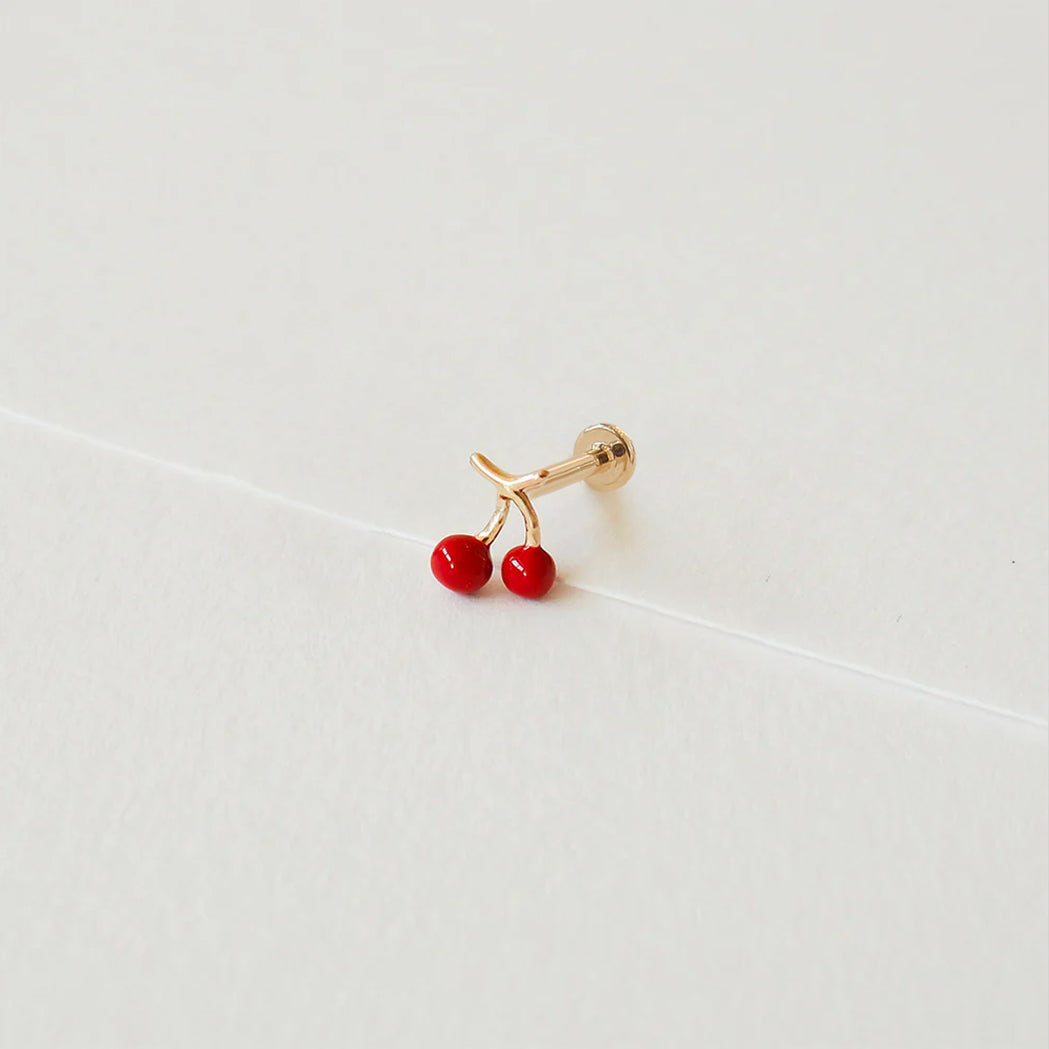 Cherry Gold & Enamel Ear Piercing