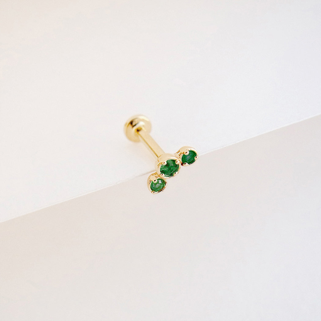 Crescent Ear Piercing - Gold & Emeralds