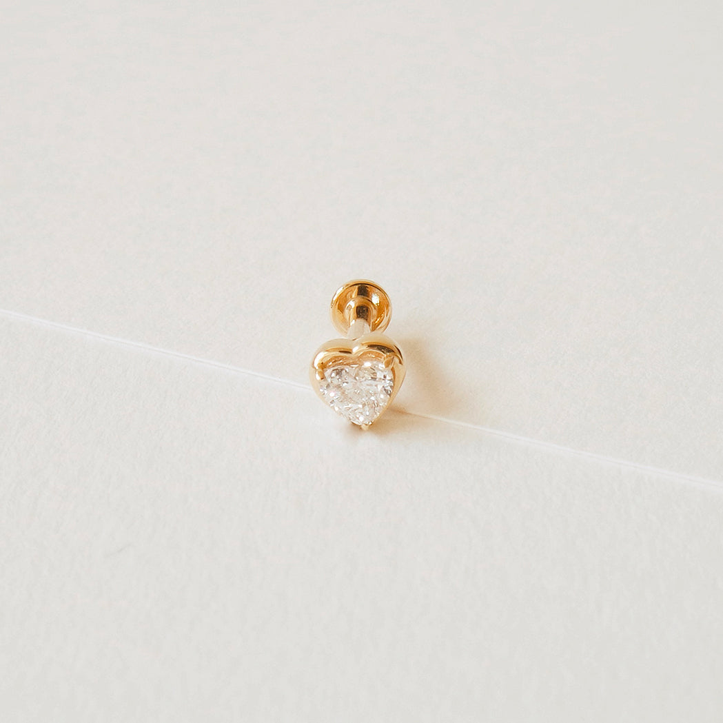 Heart Ear Piercing - Gold & Diamond