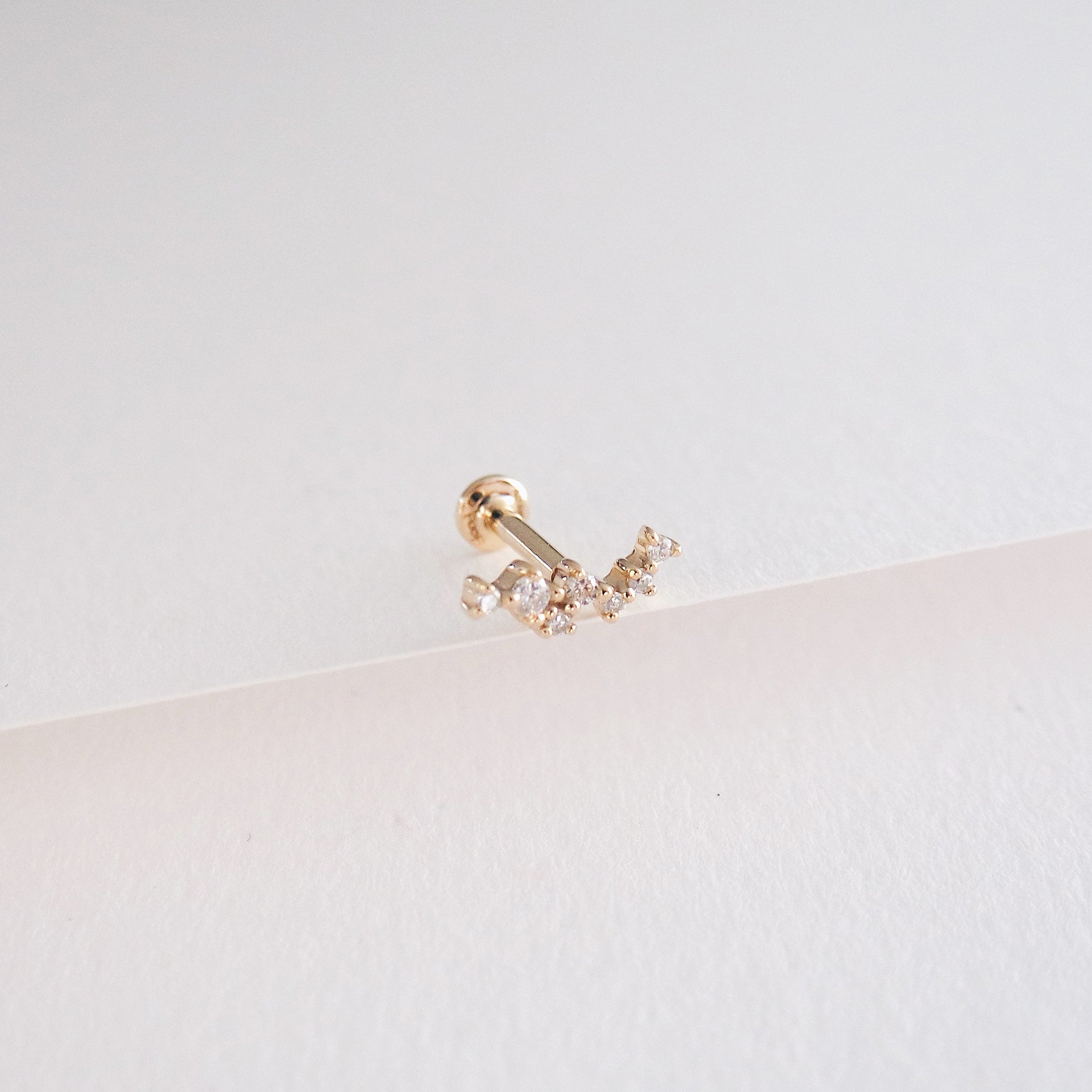 Milky Ear Piercing - Gold & Diamonds