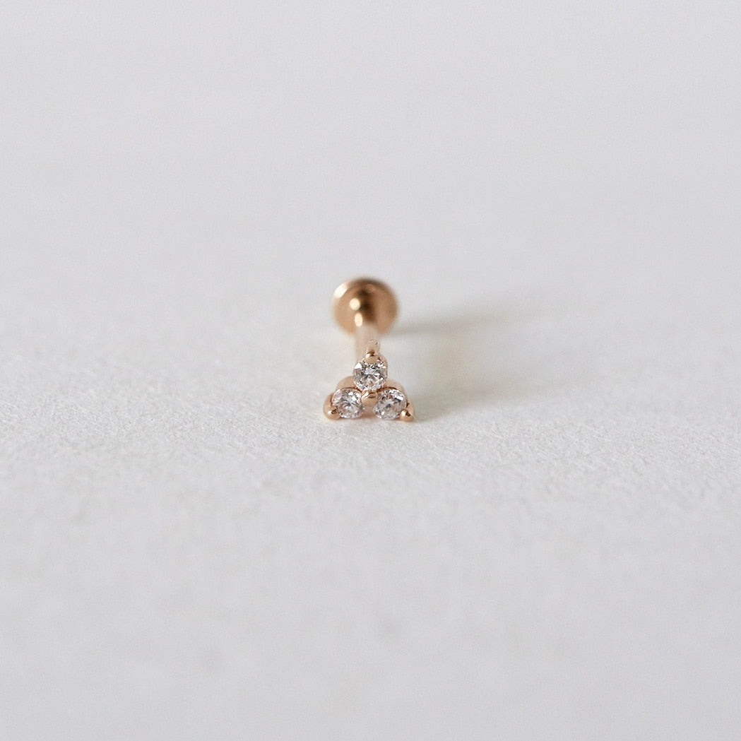 Mini Triad Earring - Gold & Diamonds