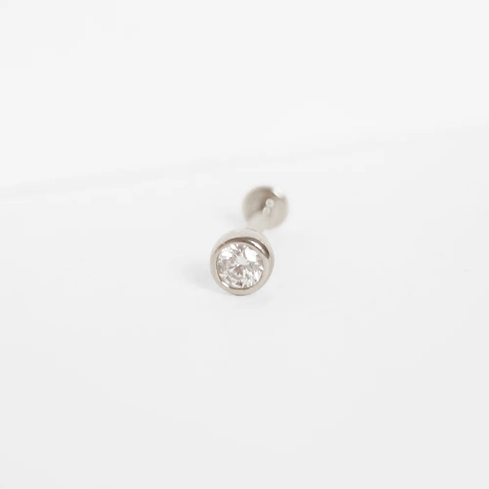 Piercing d'Oreille Solitaire 3mm - Or & Diamant