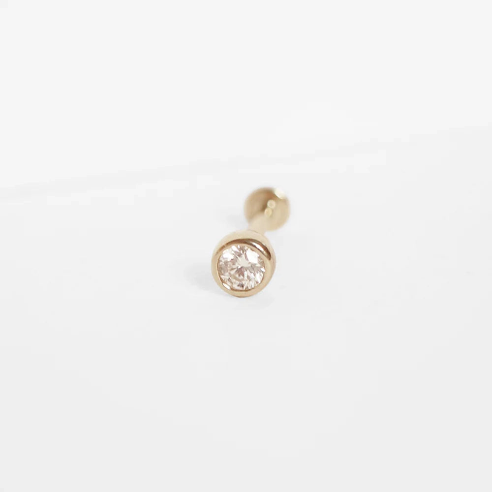 Solitaire Gold & Diamant Ohr Piercing - 3 mm