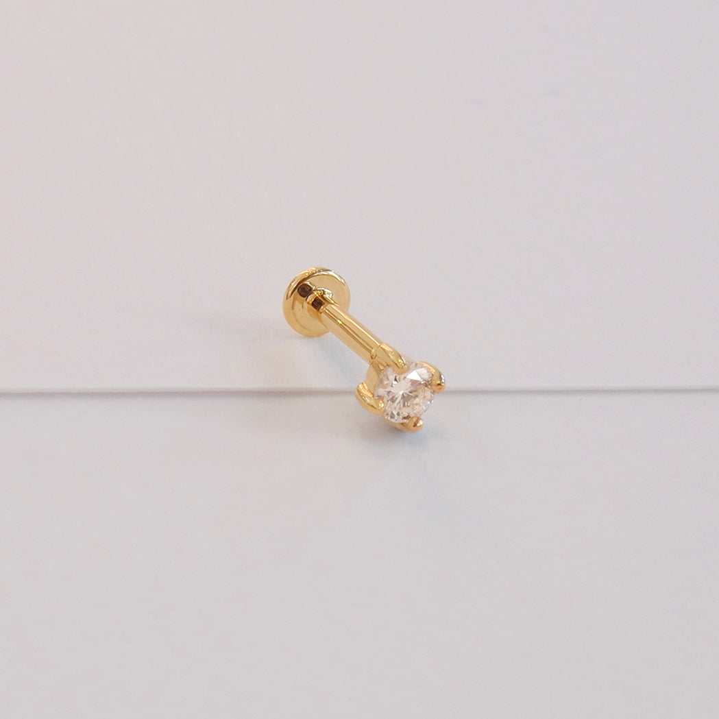 Piercing d'oreille Square 2.5 mm - Or & Diamant