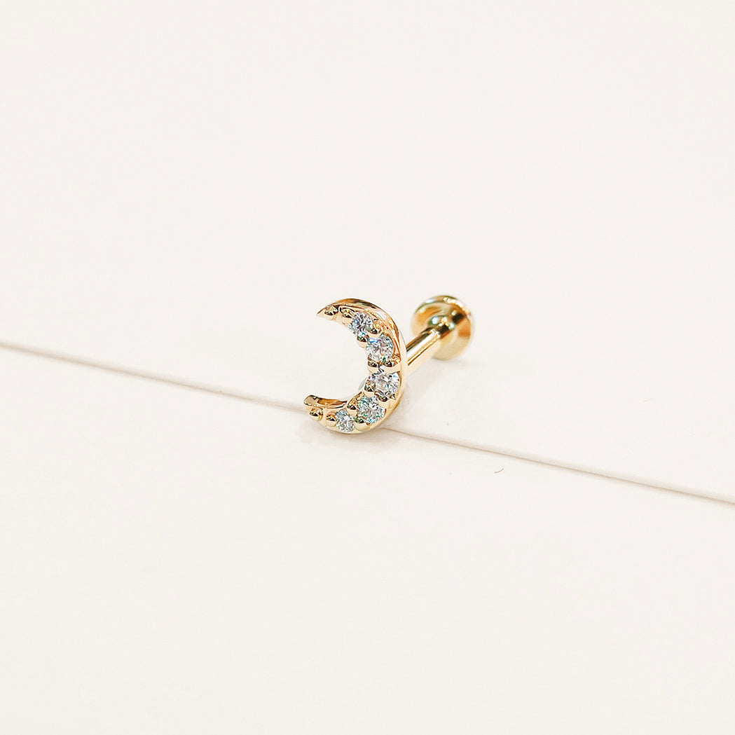 Tiny Moon Gold & Diamanten Piercing Ohrstecker