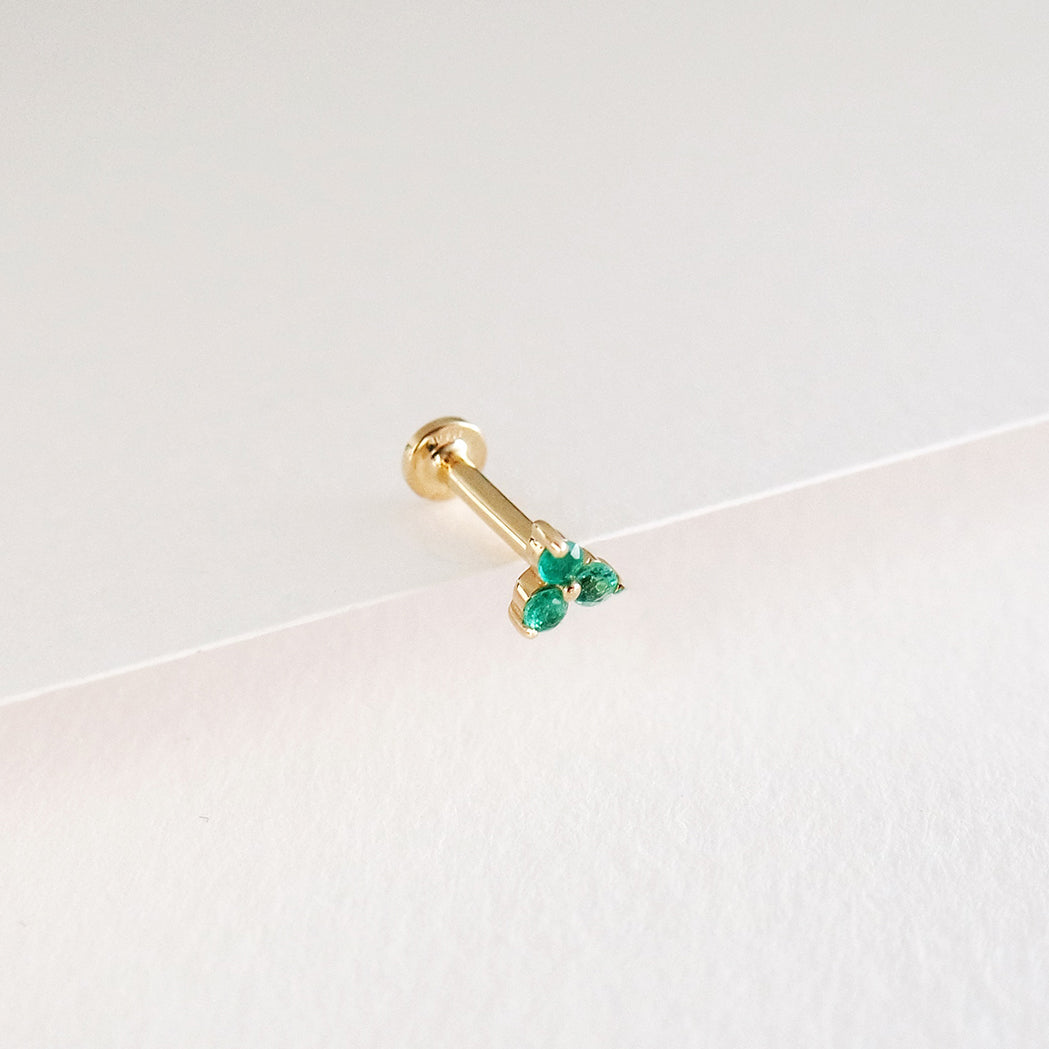 Mini Triade Ohrpiercing - Gold & Smaragd