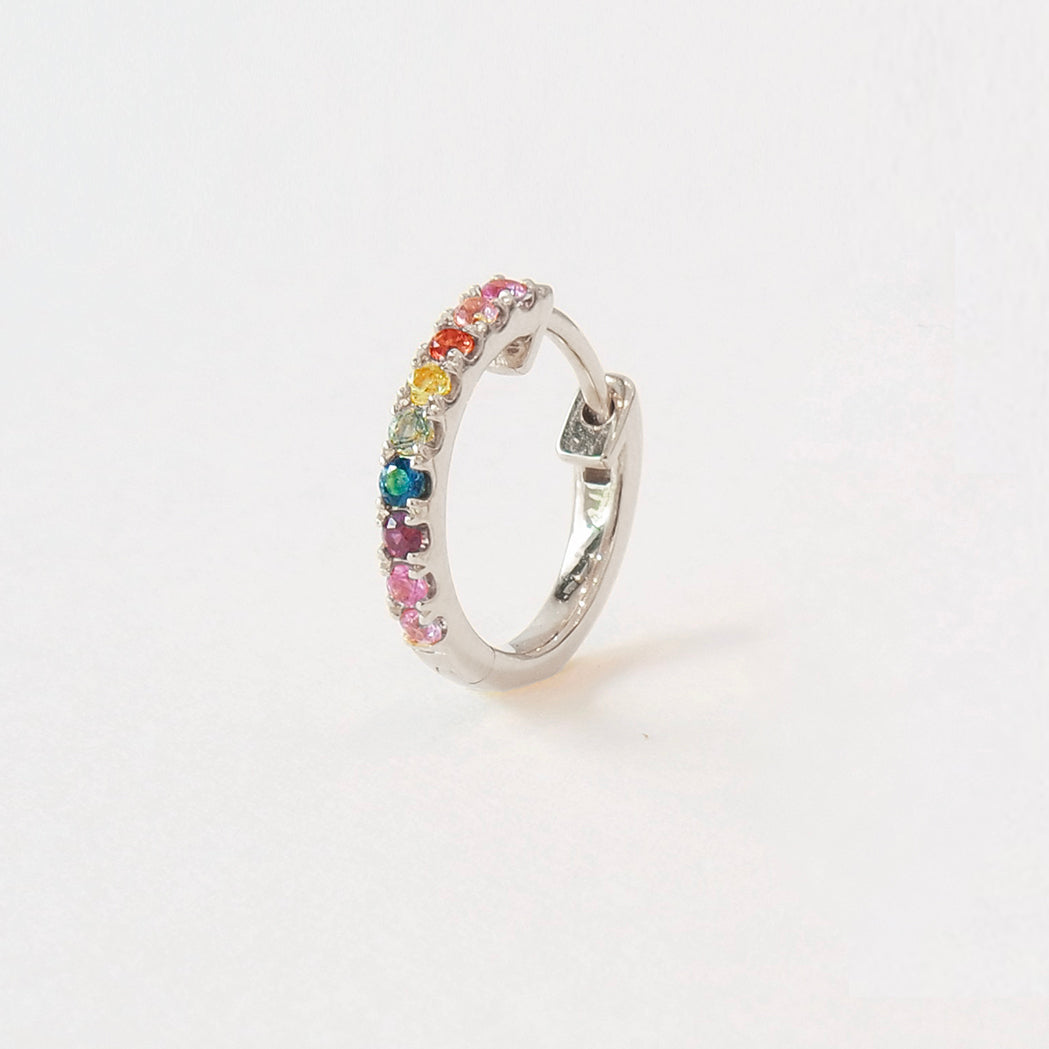 Gold & Sapphires Single Rainbow Hoop - 10 mm