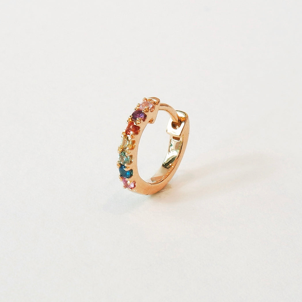 Gold & Sapphires Single Rainbow Hoop - 7 mm