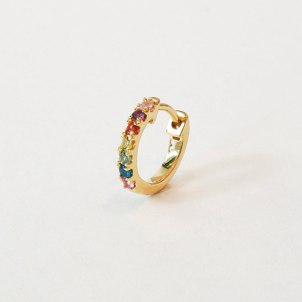 Gold & Sapphires Single Rainbow Hoop - 7 mm