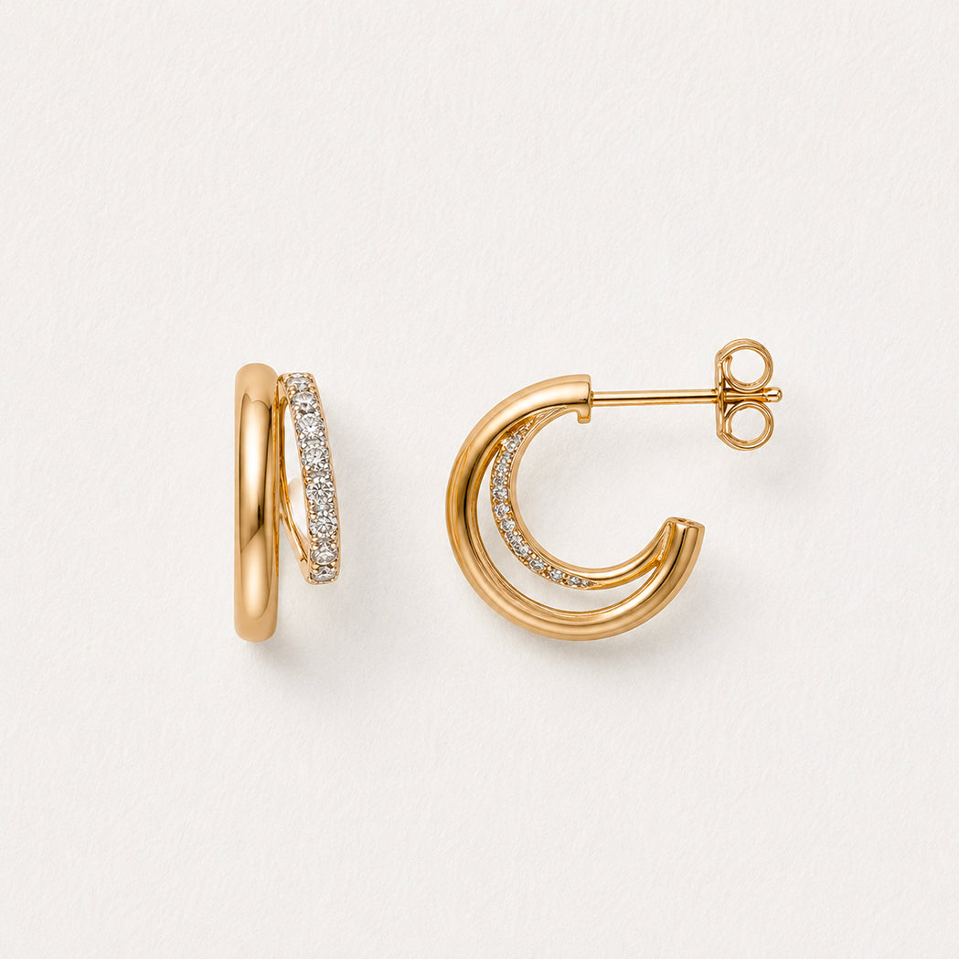 Riva Hoop Earrings - Gold & Diamond