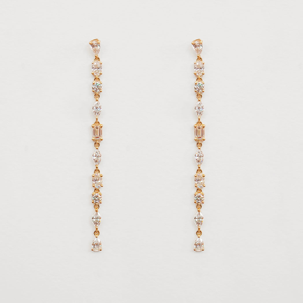 Boucles d'Oreilles Pendantes Riviera Or & Diamants